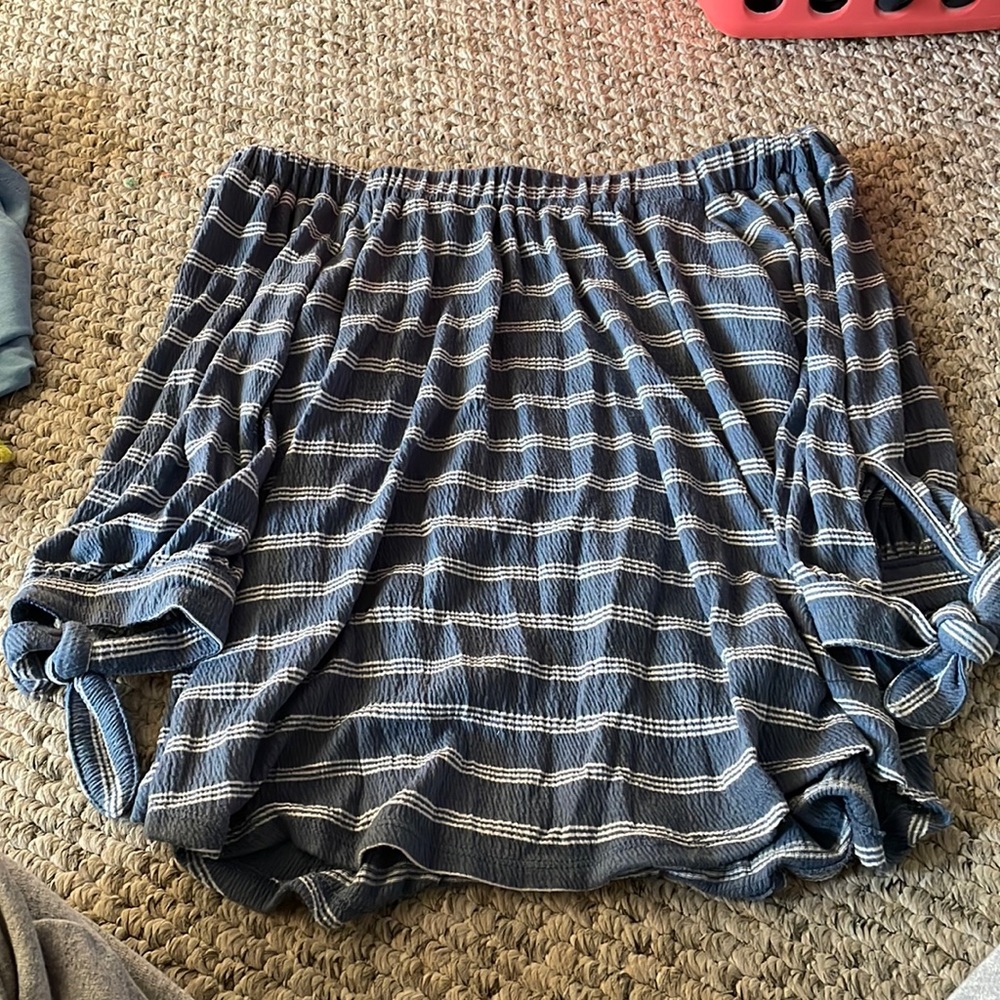 A&F striped off the shoulder top